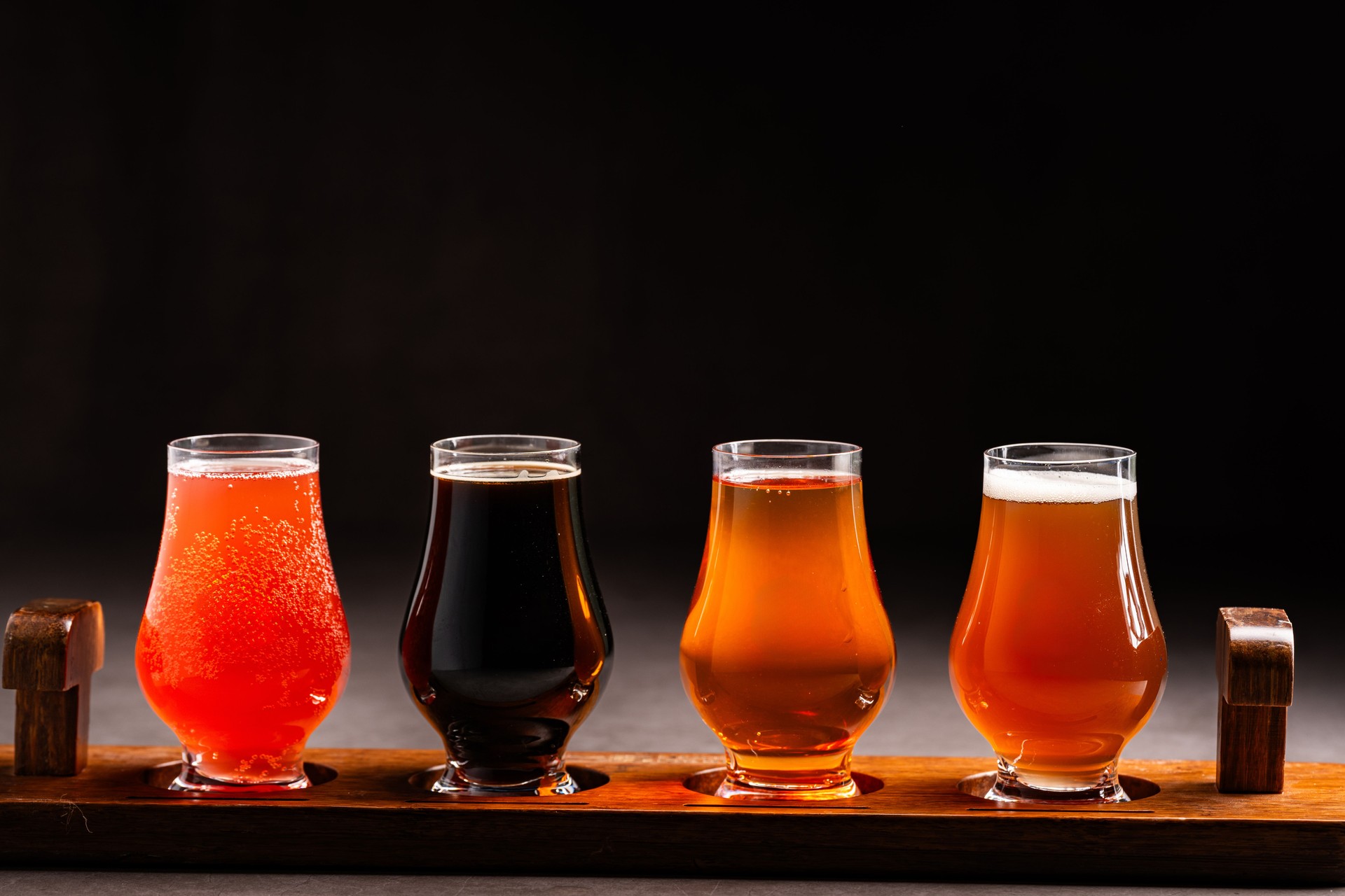 Glasses with different types of beer