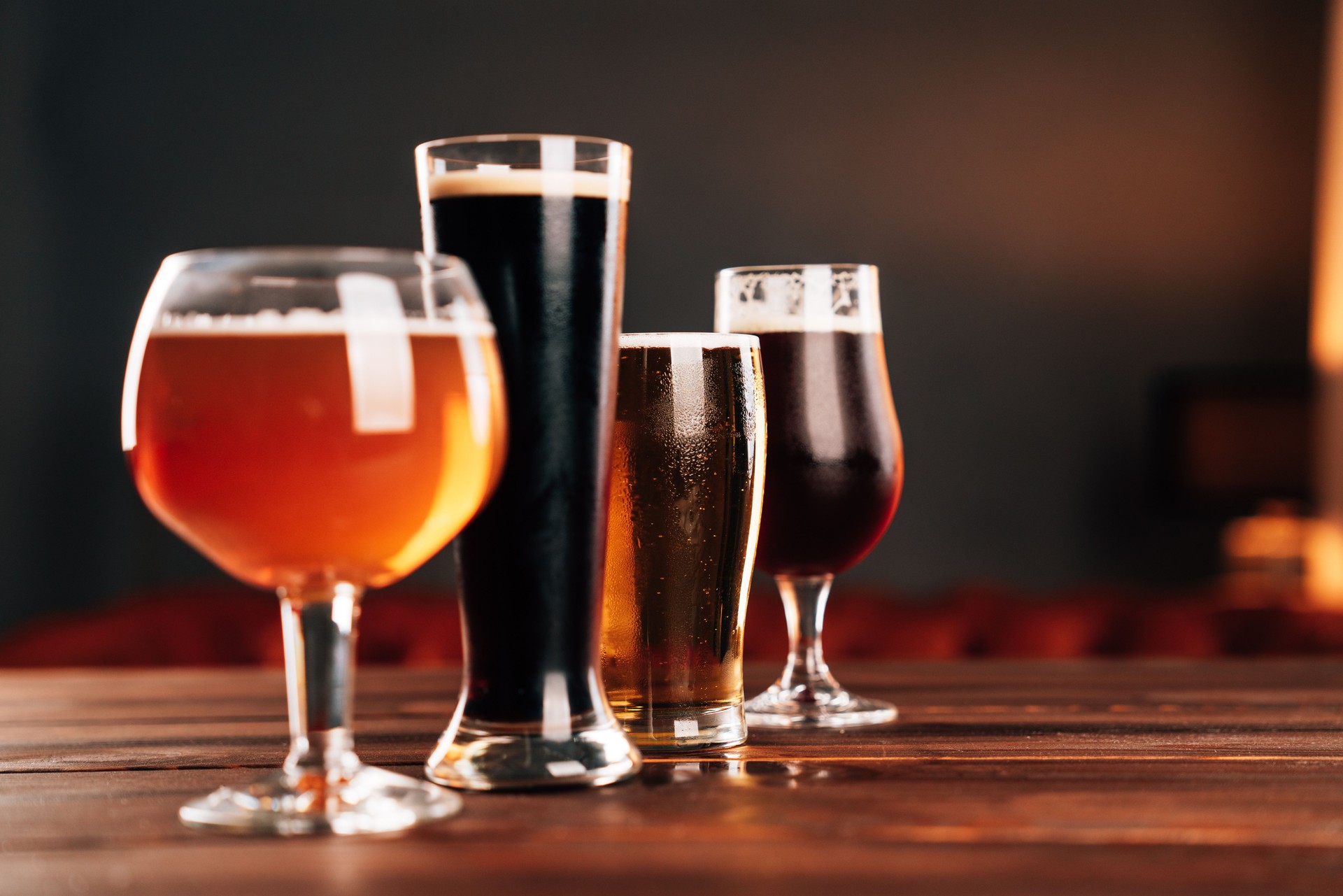 For different kind of beers in different shape glasses